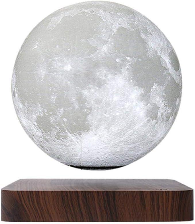 Levitating Moon Lamp,Floating and Spinning in Air Freely with 3D Printing LED Moon