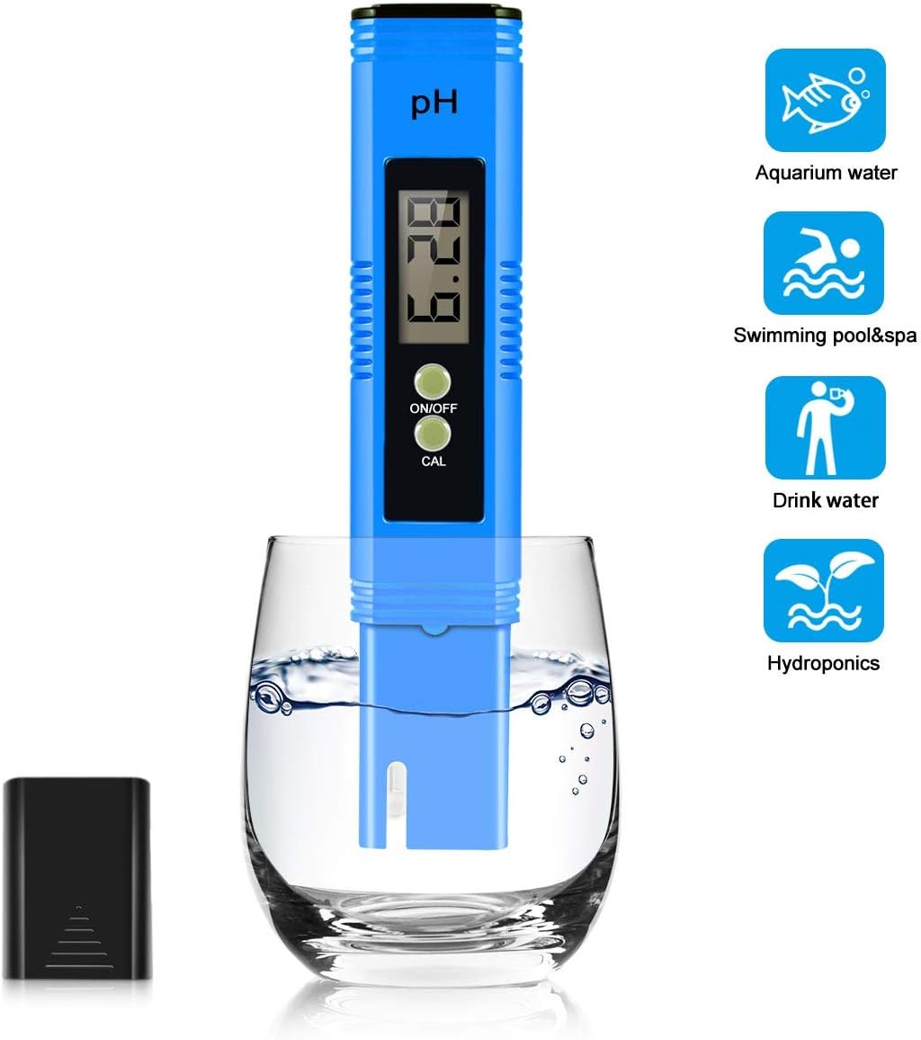 Digital PH Meter, 0.01 PH High Accuracy Water Quality Tester with 0-14 PH Measurement Range for Household Drinking, Pool, Hydroponics and Aquarium Water PH Tester Design with ATC