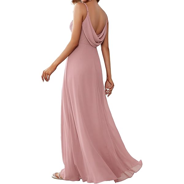 Amazon.com: Ever-Pretty Women's Spring V Neck Cold Shoulder Ruched A Line  Slit Formal Dress Chiffon Bridesmaid Dresses Burgundy US04 : Clothing,  Shoes & Jewelry
