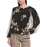 Vince Camuto Womens Round Neck Shirring Front Long