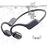 Dnniakm Swimming Headphones, Bone Conduction Headphones Bluetooth 5.4, IPX8 Waterproof with 32GB MP3 Player, Open Earphones with Safelight, Underwater Headphone for Swimming, Night Running, Fitness