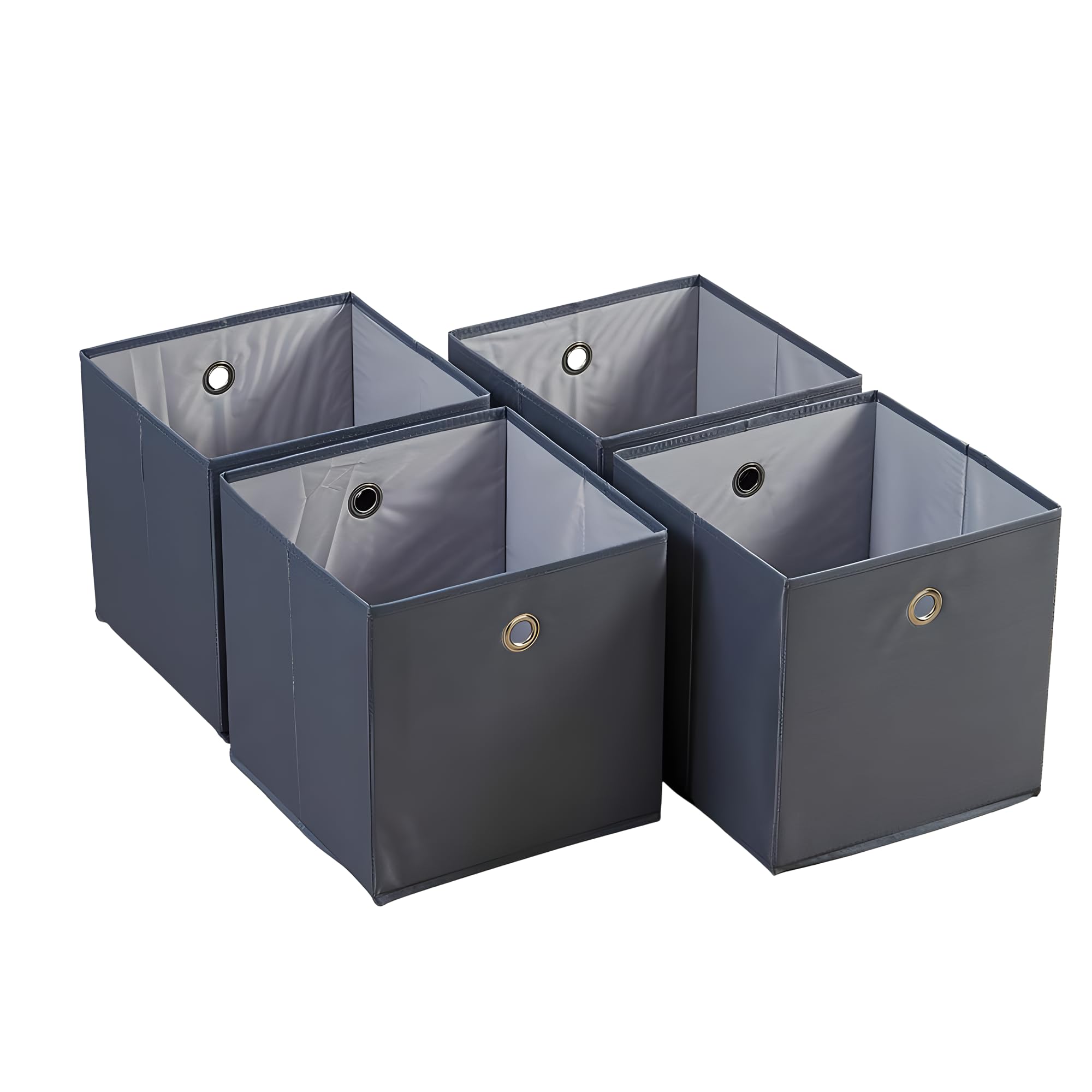 Home Source Cube Storage Boxes, Collapsible Fabric Storage Baskets, Foldable Canvas, 4 Piece, Grey