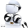 NexiGo Controller Charging Station for PSVR2, Dual Fast Charger Dock with LED Light, Headset Display Stand and Controller Mount, Magnetic Connector, USB to Type-C Cable, White
