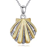 MONGAS Seashell Necklace for Women 925 Sterling Silver Shell Necklace Seashell Jewelry Christmas Gifts for Women