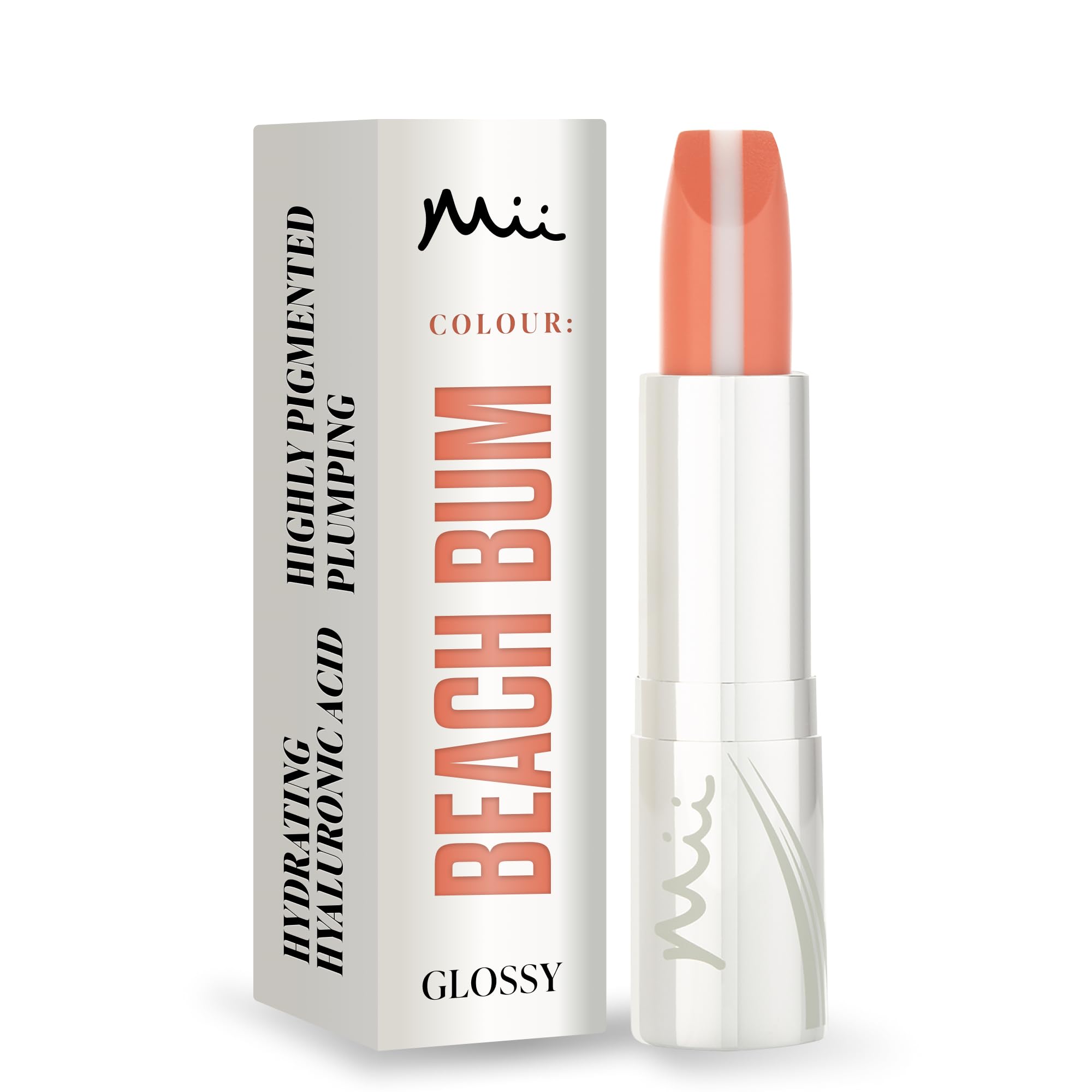 Mii Cosmetics HydraBoost Lip Lover Lipstick, Long Lasting, Packed with Hyaluronic Acid, High Impact Colour, Glossy Luminous Finish, Moisturising Lipstick for Healthy & Plump Lips, Beach Bum