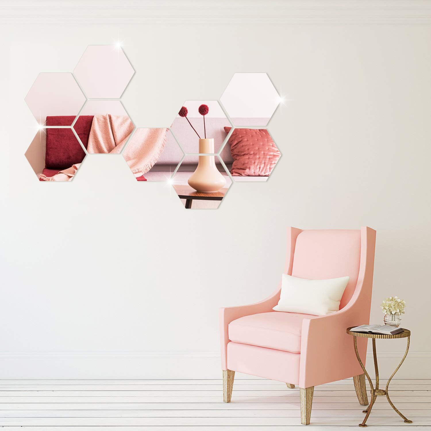 BBTO 15 Pieces Mirror Sheets Flexible Non Glass Mirror Plastic Mirror Self Adhesive Tiles Mirror Wall Stickers (3.5 Inch): Home & Kitchen