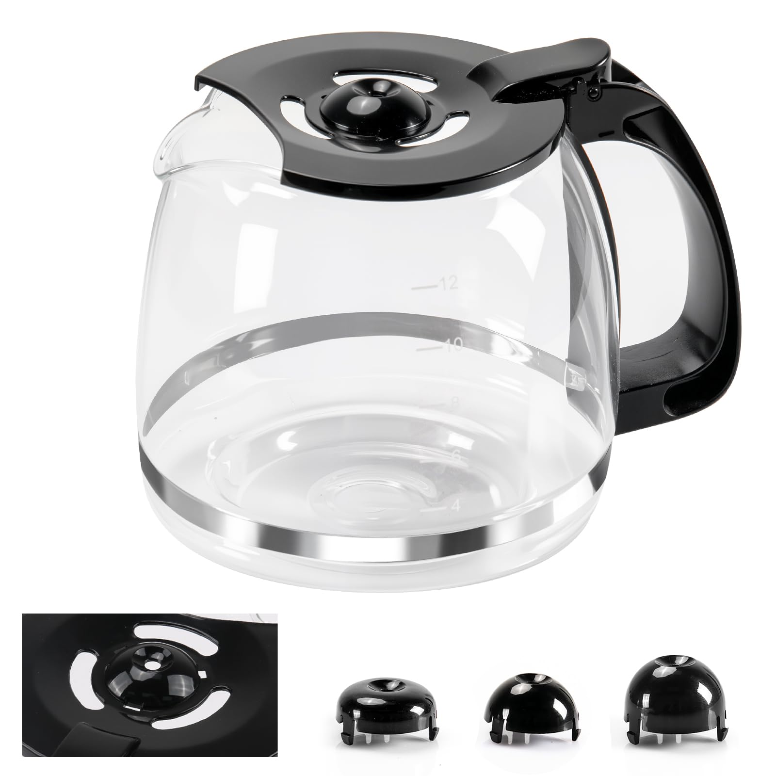 Photo 1 of 12-Cup Glass Coffee Carafe Replacement Pot Compatible with Hamilton Beach FlexBrew 12 Cup Coffee Maker 49902, 49904, 49915, 49905, 49317, 49467, 49611