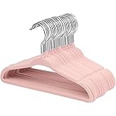 ManGotree Velvet Baby Clothes Hangers, Baby Toddler Kids Hangers with Swivel Hook, Notched Shoulder Design for Kids and Children Clothes (30 Pack, Light Pink)