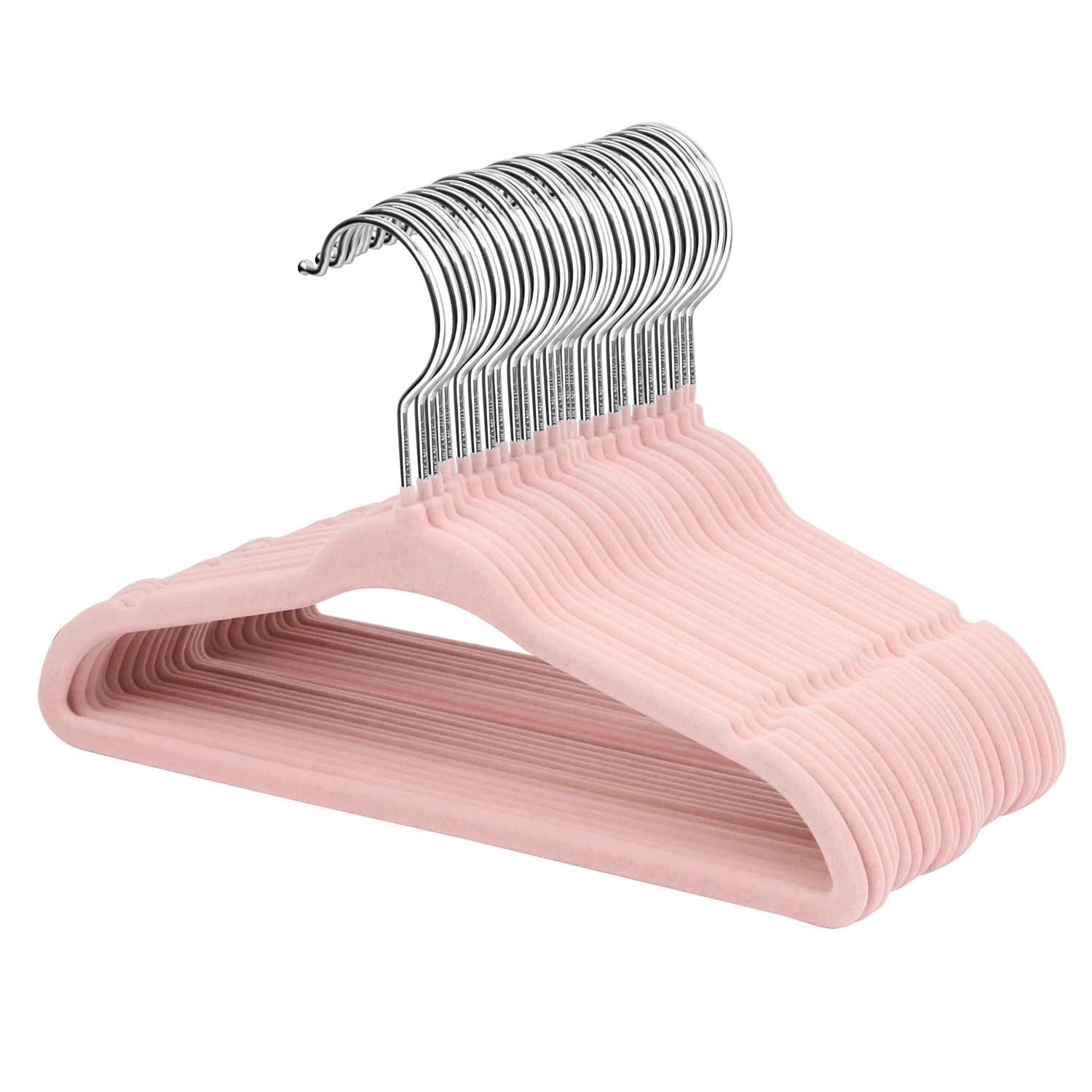 ManGotree Velvet Baby Clothes Hangers, Baby Toddler Kids Hangers with Swivel Hook, Notched Shoulder Design for Kids and Children Clothes (30 Pack, Light Pink)