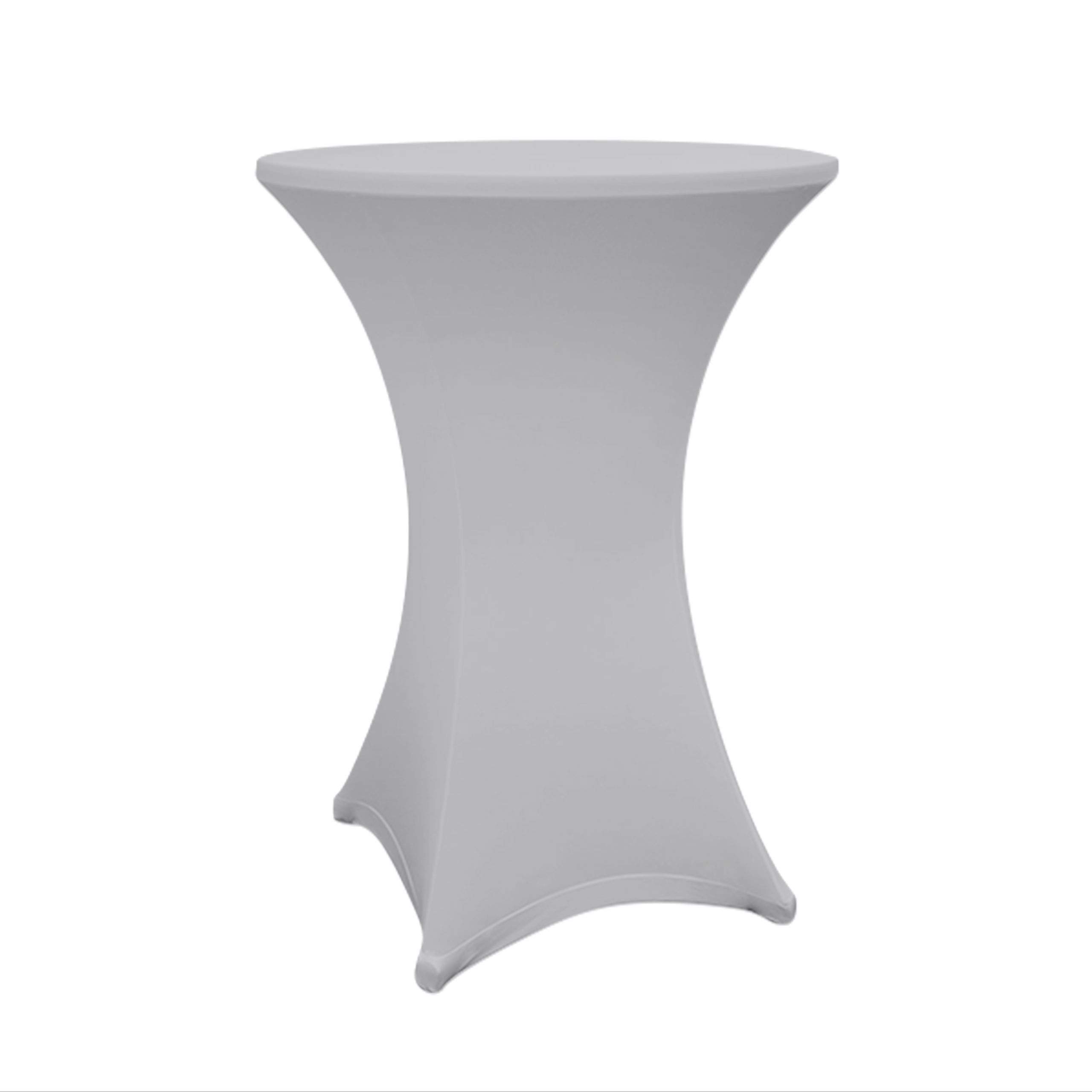 Lumaland Spandex Table Cover Ø 30" 70-75 cm Round Fit Stretch Tablecloth - for Weddings, Events, Trade Shows - Cocktail Dry Bar Bistro Table - Dirt-Repellent, Washable, Fast-Drying - Silver Grey