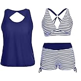 Yonique 3 Piece Tankini Swimsuits for Women Swim Tank Top Bathing Suits with Boy Shorts and Bra Athletic Swimwear