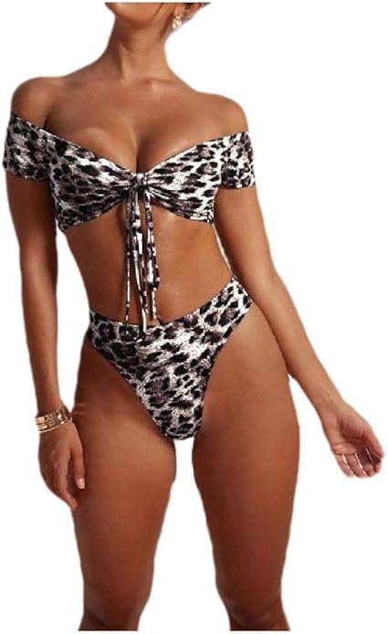 leopard print bikini set high waisted