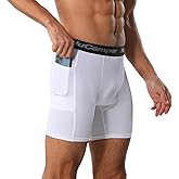 NuCamper Men’s Compression Shorts with Pocket Spandex Athletic Underwear Performance Gym Boxer Briefs Active Baselayer Shorts