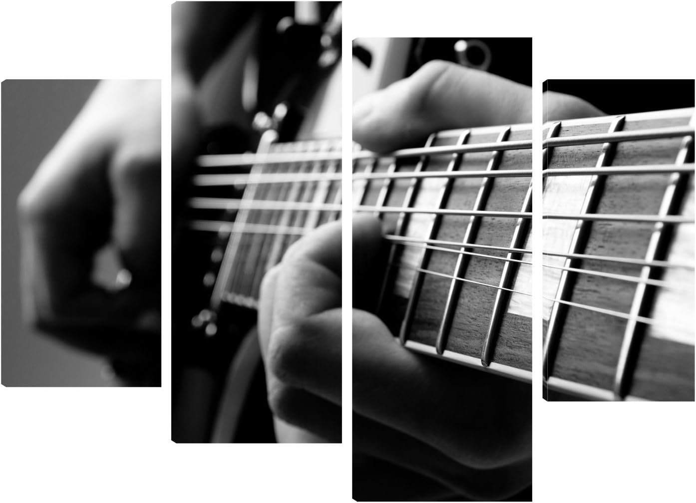 A Close up of a Guitar - Canvas Art- 4 Split Panel Design 71cm x 101cm - FREE HANGING KIT INCLUDED