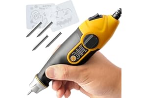 UTOOL Engraver Pen with Letter/Number Stencil, 24W Handheld Etching Tool for Wood Metal Glass Engraving with 4 Replaceable Tungsten Carbide Steel Bits, Includes Halloween Stencil, Christmas Stencil