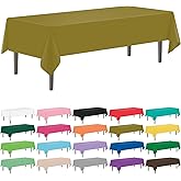 YSYJ 12 Pack Gold 54 x 108 Inch Disposable Plastic Tablecloths Rectangular Table Cloth Plastic Table Cover for Parties