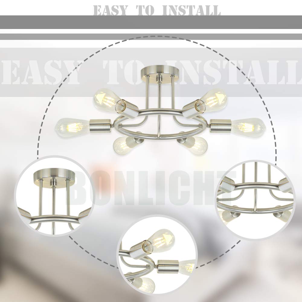 Bonlicht Mid Century Modern 6 Light Sputnik Chandelier Light