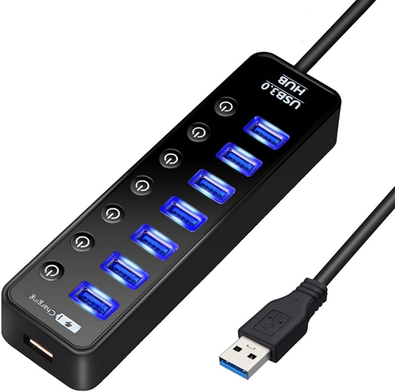 XBOSS i7 Powered USB Hub 7 Port Splitter Super Speed USB 3.0 5Gbps Transfer for PS4/PS4 Slim/Ps4 Pro//Xbox ONE/XBOX360/Computer Laptop PC + USB Power Interface [2018 Version, Factory Direct]