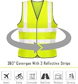 Vasego 5 Pack Hi Vis Reflective Safety Vest Yellow XL ANSI Class 2 Work Bike view 3