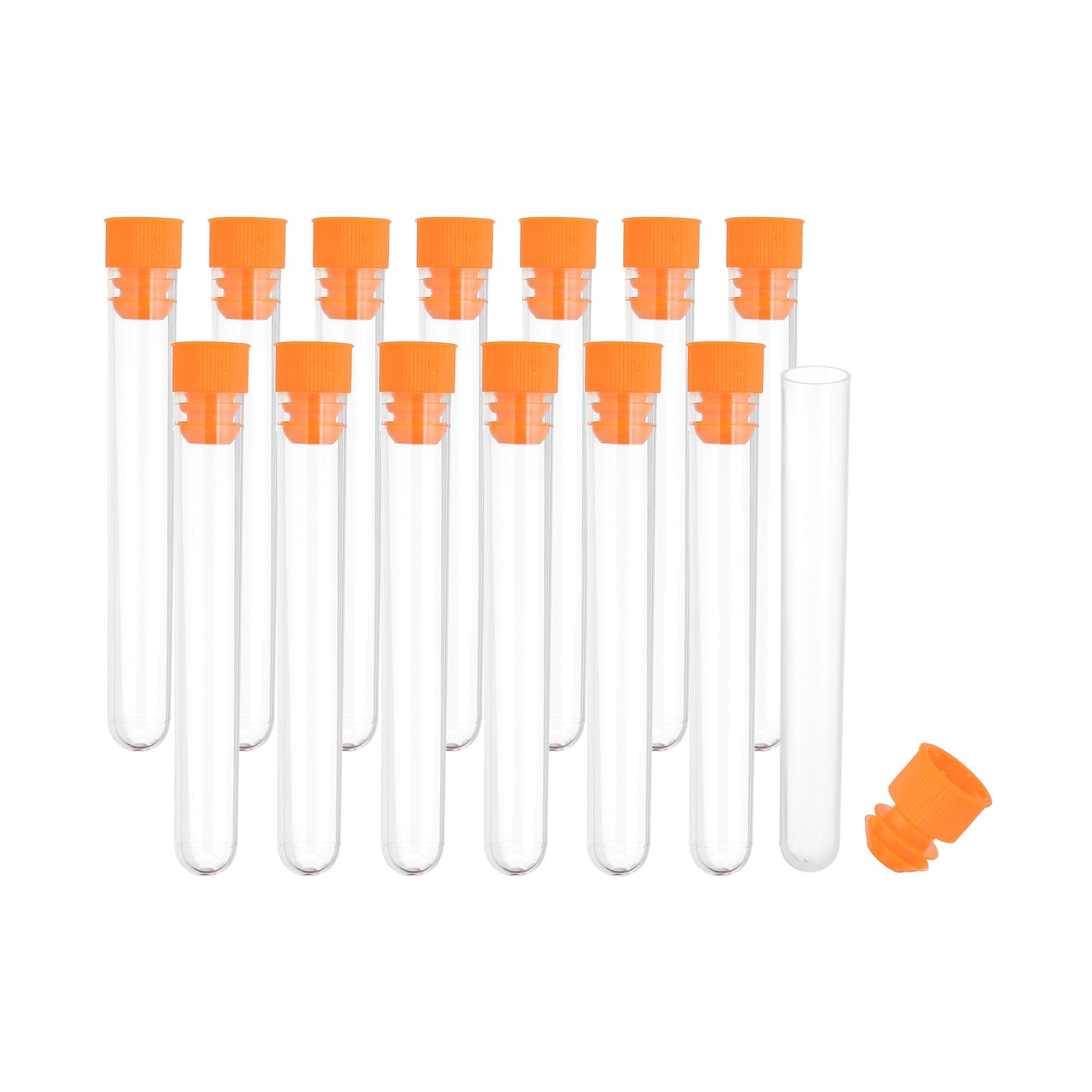 PATIKIL 0.6x4" Plastic Sewing Needle Storage Holder, 15 Pack Portable Embroidery Needle Pin Toothpick Storage Tubes Cases Box for Craft Knitting, Orange