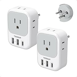 TESSAN Israel Adapter Plug 2 Pack, 7 in 1 US to
