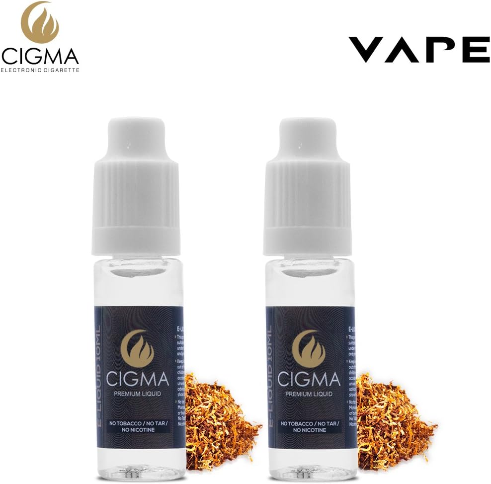 CIGMA 2 X 10ml E Liquid - Gold Tobacco - 2 Pack Only High Grade Ingredients - Made for Electronic Cigarette and E Shisha - Eliquid