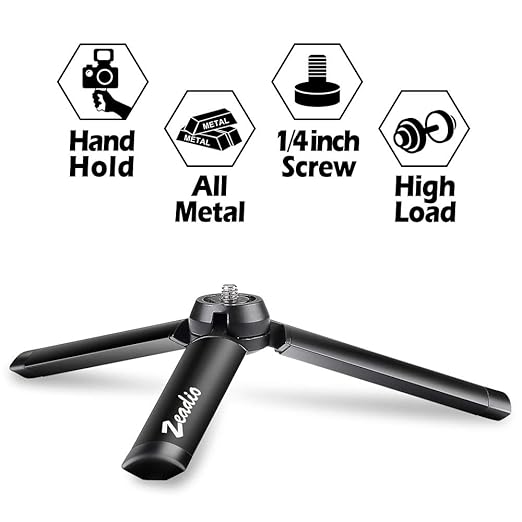 Zeadio Metall Mini-Stativ mit 1/4 Zoll Schraube, Tisch-Stativ für Smooth 4, Osmo Mobile, Vimble 2, Gimble Griff-Stabilisator 