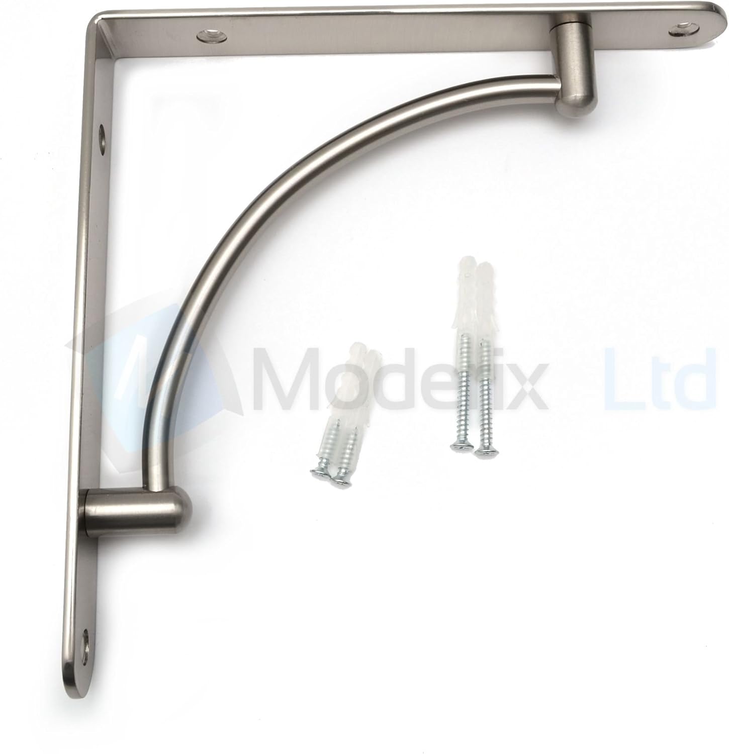 Pair Brushed Chrome Fixed Shelf Brackets Supports with Fixings 220mm - Image 5
