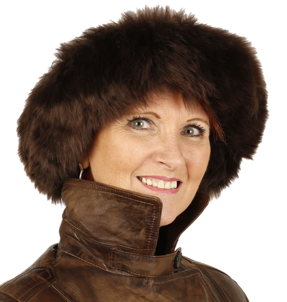 Ladies Full Shearling Brown Sheepskin Headband