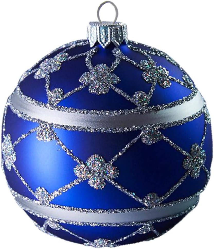 Glassor Large Blue Adorned Ball Christmas Ornament