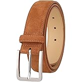 LEAODES LD Men's Belt Casual Genuine Leather Suede Belts for Men 1 3/8" Wide Elegant Golf Dress Belt
