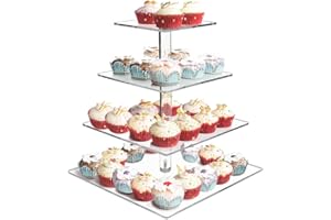 Acrylic Cupcake Display Stand, 4 Tier Square Cupcake Tower Display Pastry Stand Dessert Tree Tower for Wedding Birthday Party