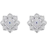 PEIMKO Evil Eye Earrings 925 Sterling Silver Lotus Evil Eyes Protection Devil Stud Earrings for Women