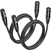 Aqdocvf 2 Pack Premium XLR Cable - 6ft, Male to Female Microphone Cable Oxygen-Free Copper (OFC) Mic Cord for Speaker Podcast Audio Mixer DMX Effector Amplifier Sound Card, Black