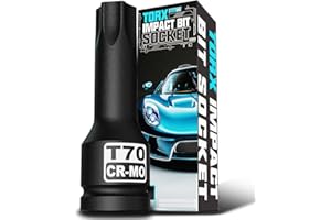 Aiourx 1/2" Drive T70 Torx Bit Socket, Star Bit Socket, Cr-Mo Steel, Automotive Repair, Furniture Installation, Mechanic Use