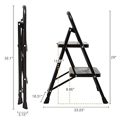 Wiberwi 2 Step Ladder Folding Step Stool for Adults