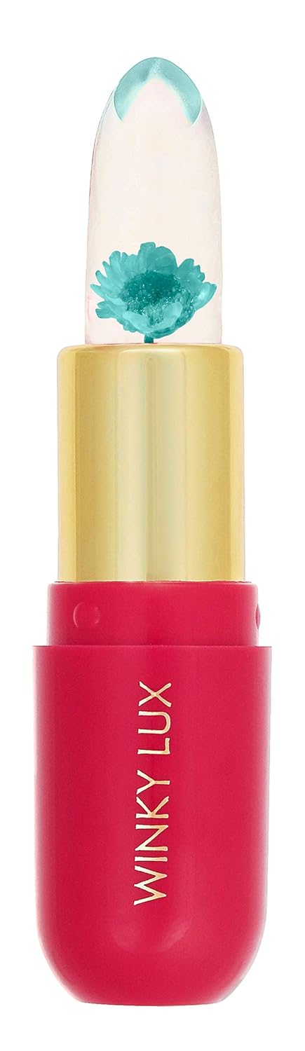 Winky Lux Flower Balm, Color Changing Flower Jelly Lip Balm Cosmetics, Find Your Perfect Shade of Pink Using the Unique pH Level of Your Lips, 0.13 Oz, Blue Flower