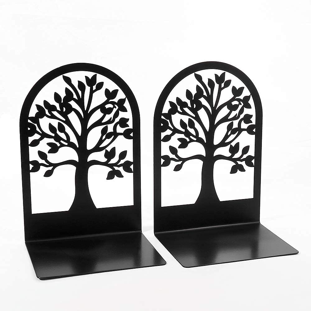 FuTaiKang Book Ends for Shelves, Non Skid Metal Heavy Duty Bookend for Heavy Books, Book Divider Decorative Holder