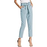 GRACE KARIN Women's Hight Waisted Work Pants Cropped Paper Bag Business Casual Pants with Pockets