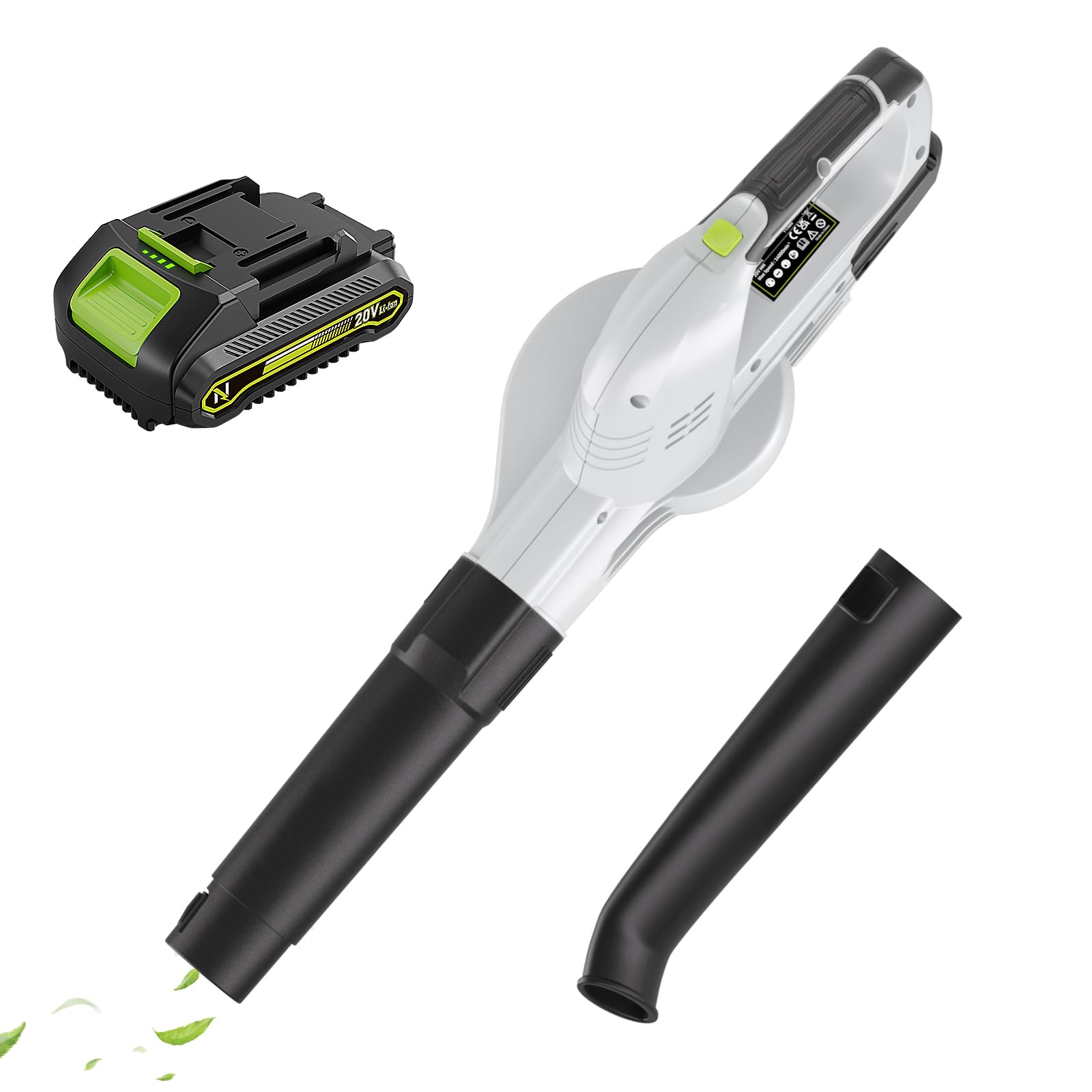 Photo 1 of Narbell Leaf Blower Cordless 20V, 320CFM 145MPH Electric Leaf Blower with Batterie & Charger, Battery Powered Leaf Blower (1x 2Ah Battery and Charger)