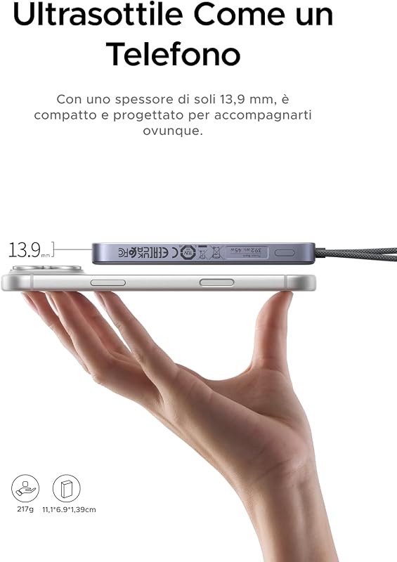 MagFlow Air Qi2 25W Power Bank MagSafe Ultrasottile 10000mAh