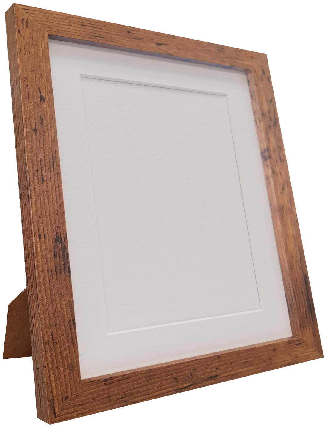 FRAMES BY POST H7 Picture Photo Frame, Rustic Oak with White Mount, 12 x 10 Image Size 10 x 8 Inch Plastic Glass