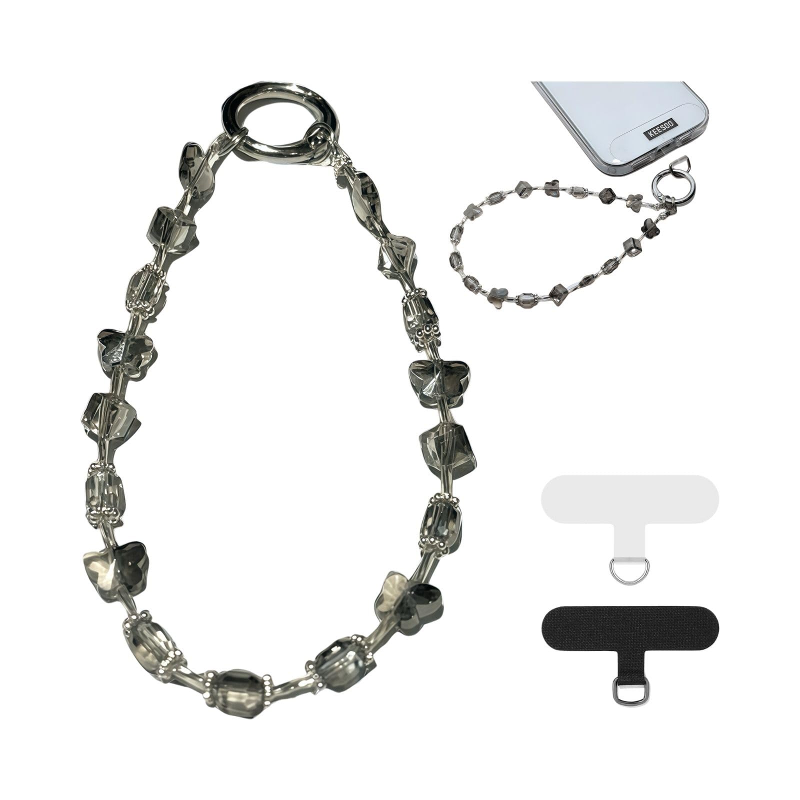 KEESOO Shadow Sparkle Original Design Phone Charm with 2 Tether Tabs – Stylish, Durable, and Hands-Free Phone Chain – Compatible with iPhone, Samsung, Pixel & More