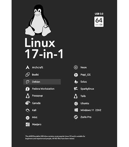 Linux Mint 22.1 « Xiaomi » – Clé USB 3.2 bootable 64 Go (USB-A) – Système en direct et support d'installation – Environ 50 Go libre pour vos données (Xfce