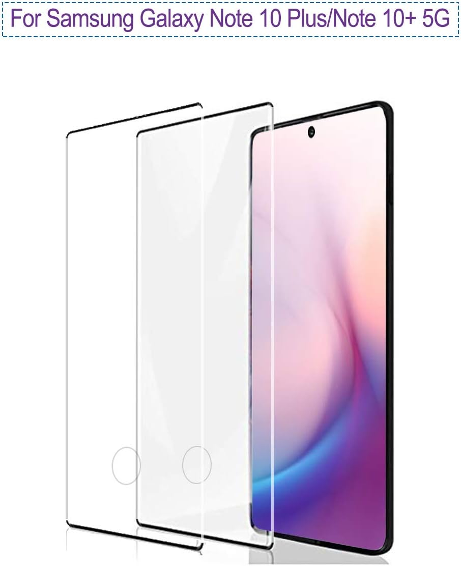 Galaxy Note 10 Plus Screen Protector, [2- Pack][Unlock Fingerprint][Scratch Force Resistant][Case Friendly] [Bubble Free] HD Tempered Glass Screen Protector for Samsung Galaxy Note 10 Plus 5G