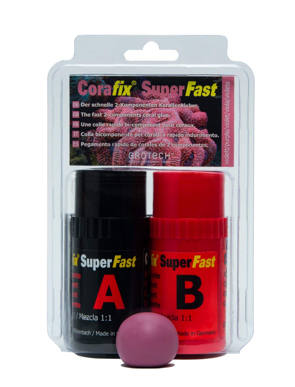 Grotech CoraFix SuperFast purple 240g - The fast 2-components coral glue.