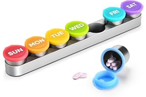 EIVENNKO Weekly Metal Pill Case 7 Day, Stainless Steel Pill Box Organizer for Travel, Waterproof Medicine Container, Portable Daliy Pill Holder for Vitamins Fish Oils (Large)