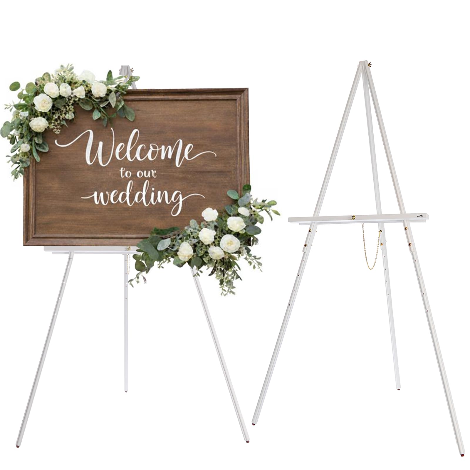 Photo 1 of **MISSING PARTS***DJAR 63" Wooden Easel Stand for Sign, Dual-use Adjustable Height, Wood Floor Display Easel for Wedding, Welcome Board, Poster, Picture, Photo- White