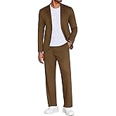 COOFANDY Men's Suits 2 Piece Slim Fit Suit Set 2 Button Lightweight Casual Knit Blazer Suit Jacket Pants