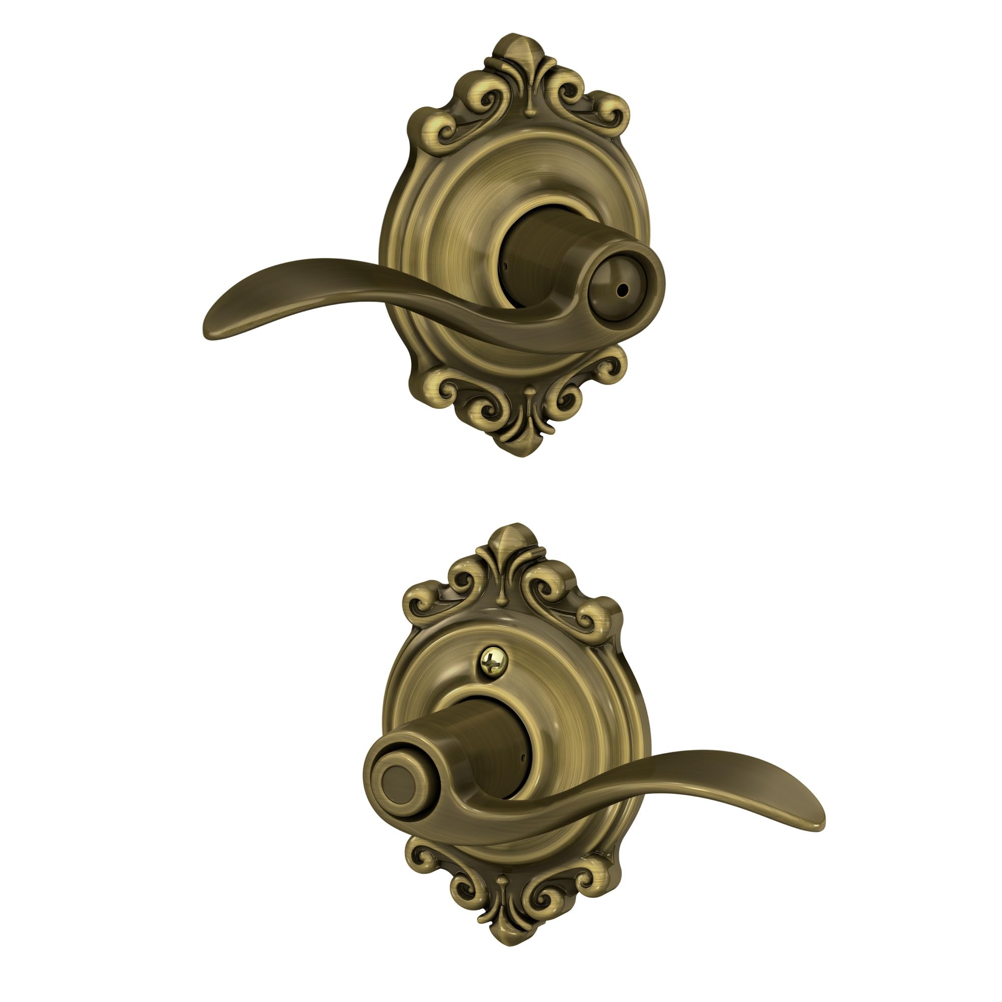 Schlage F40 Acc 609 BRK Brookshire Collection Accent Privacy Lever, Antique Brass